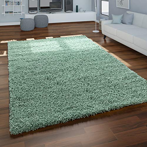 Alfombra Shaggy Salón Verde Pelo Largo Mullida Suave Cómoda Robusta, tamaño:140x200 cm
