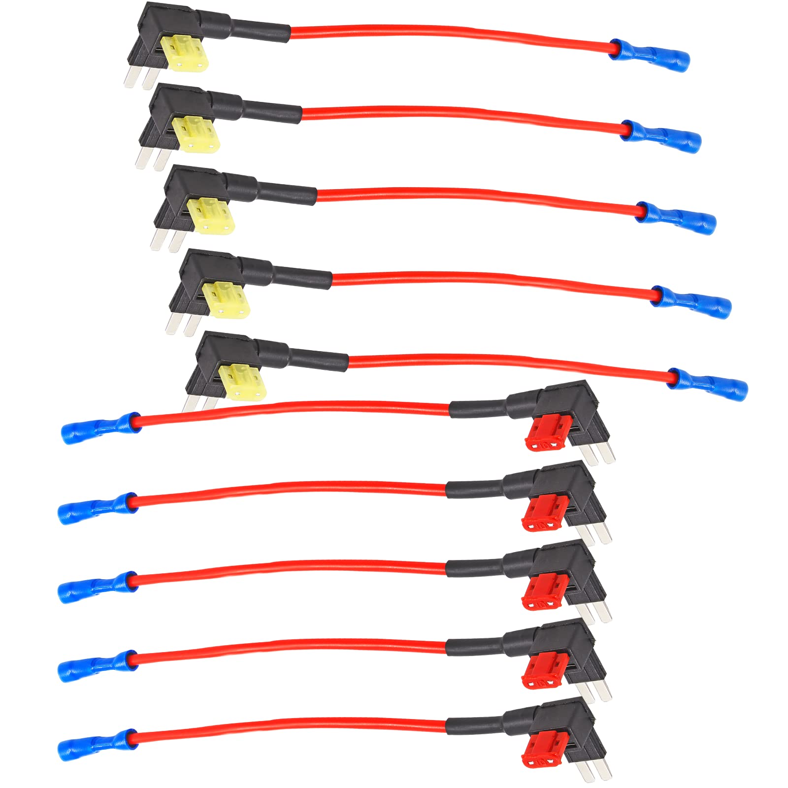 Jiozermi 10 Pack 10A 20A Car Add-a-Circuit Fuse Tap Adapter, 12V Tap Fuse Holder for Car RV Camper Trucks Boats（Micro 2 Fuses）