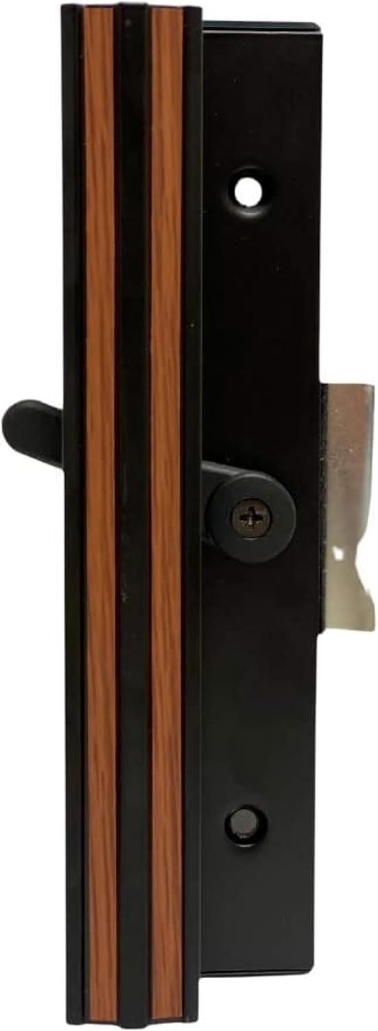 Sliding Patio Glass Door Black Aluminum Handle Set, Surface Mounted Clamp Style with 4-15/16" Hole Spacing