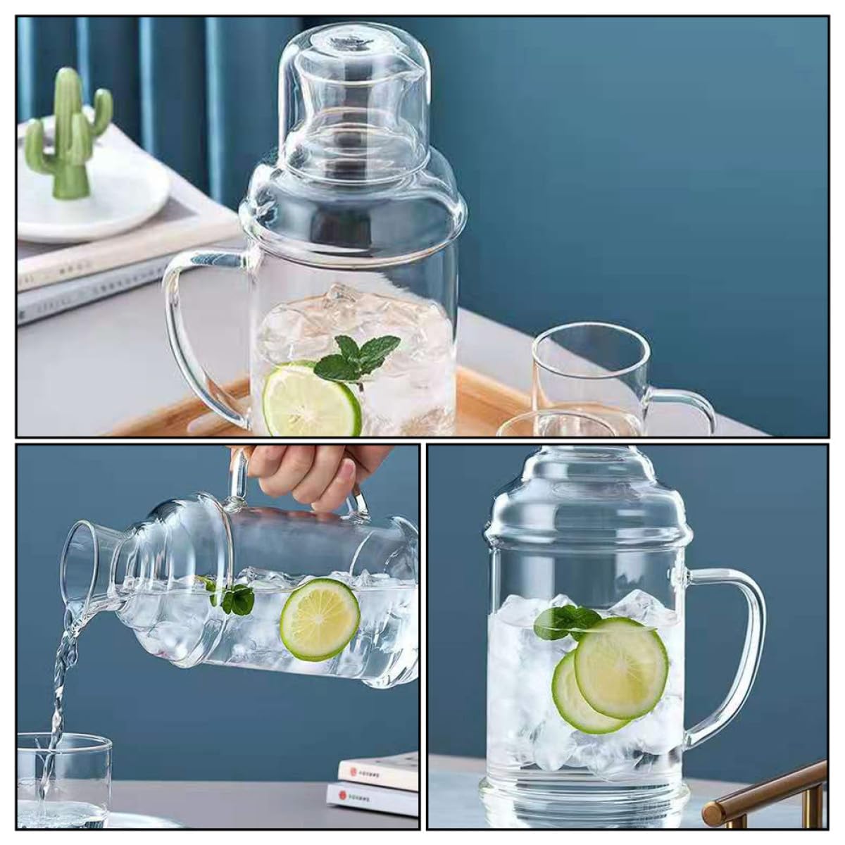 Healifty Hitzebeständiger Glaskrug Ml aus Borosilikatglas mit Deckel und Großem Griff für Wasser Tee und Saft Transparenter Haushaltswasserkrug für Kalte und Heiße Getränke