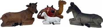 Cannan Christmas Nativity Animals 4 Pcs Set Camel، Mule، Cow and Lamb Animalitos para Nacimiento