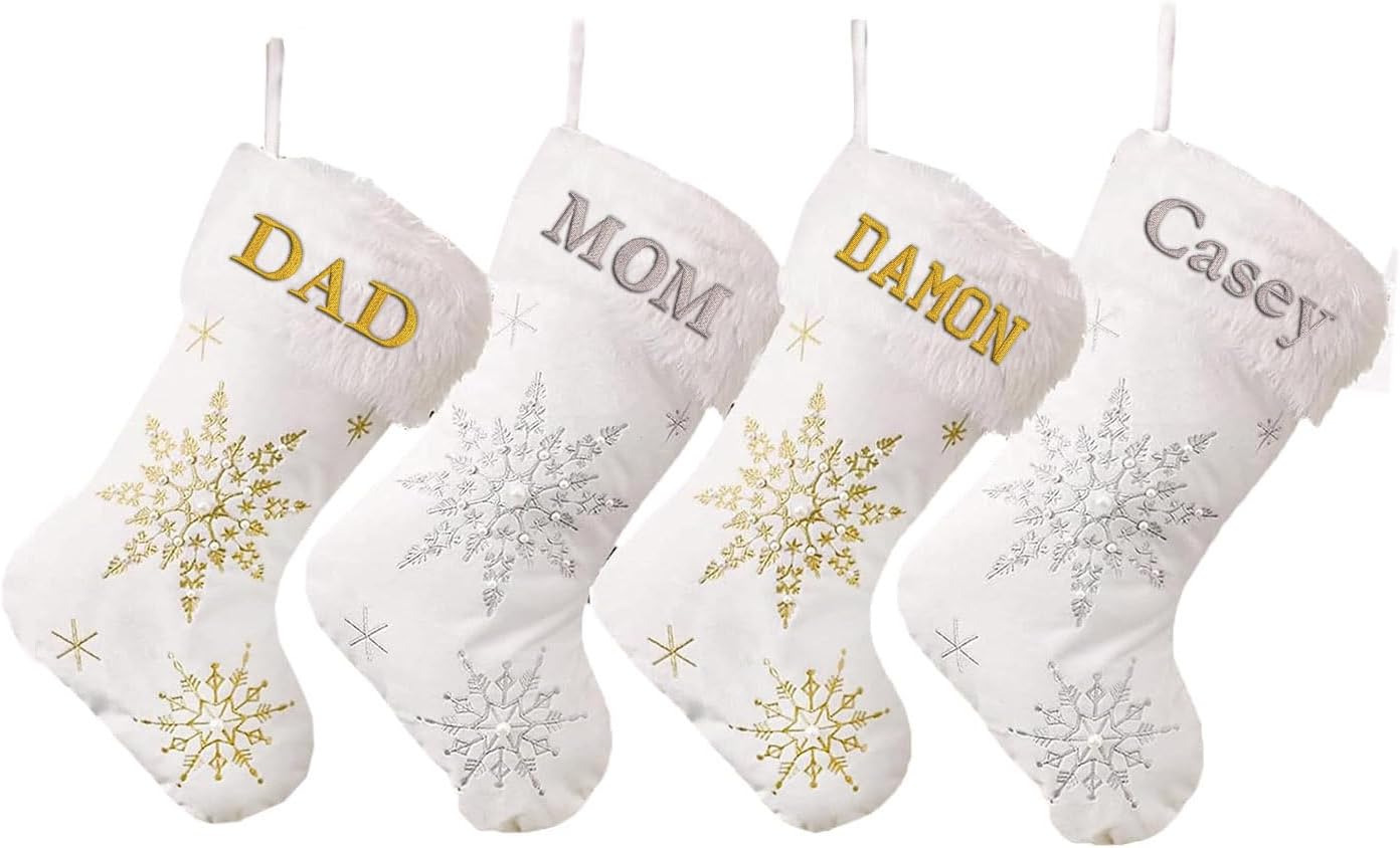 White Christmas Stockings Personalized
