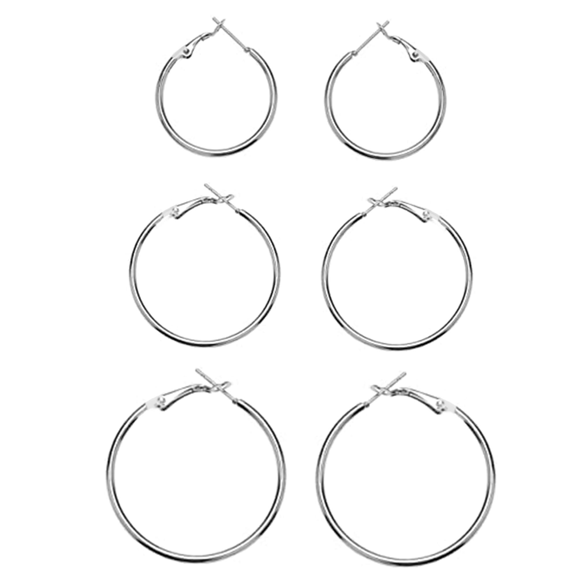 Set di 3 paia di orecchini a cerchio in argento Sterling 925, grandi orecchini a cerchio senza frizione, da donna 40, 50 e 60 mm