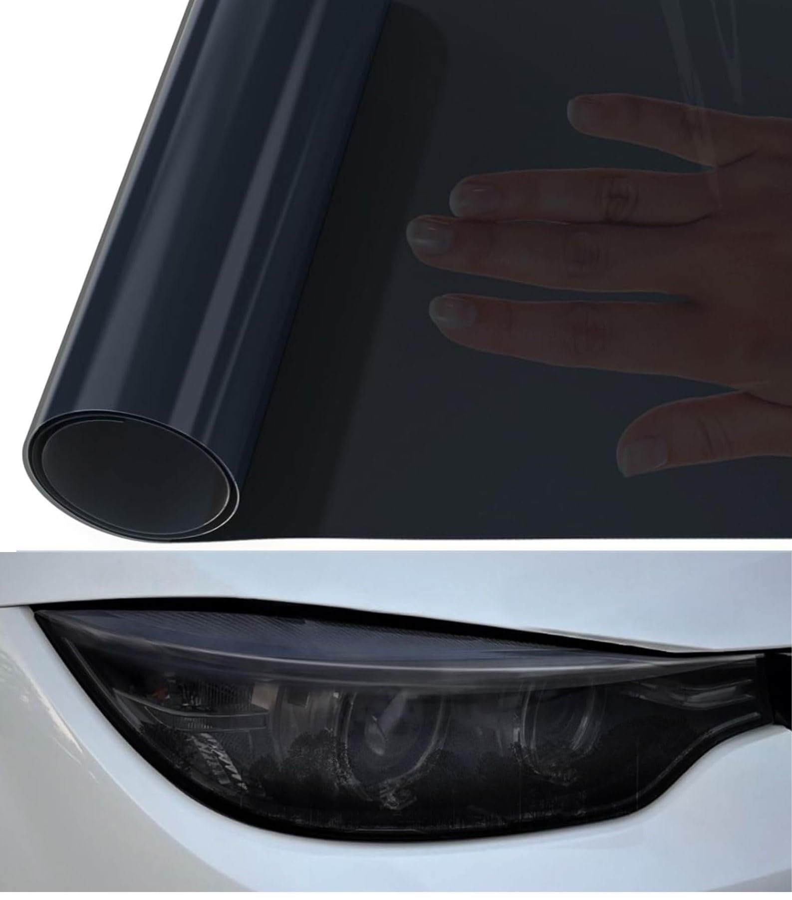 ERATO Car Light Tint Film Sticker Self Adhesive, Headlight, Fog Light, Shiny Chameleon Taillight, Smoke Film, Sheet Sticker (Black Smoke Film, 12x50 Inch)-image-31