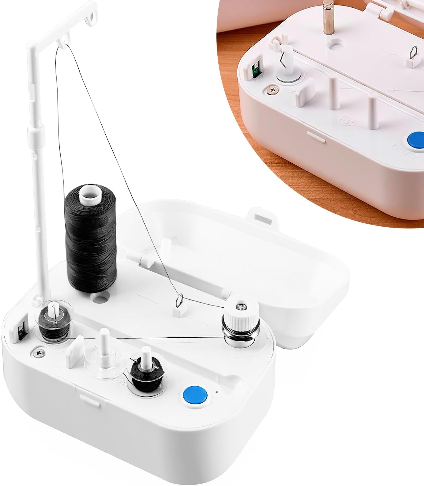 Electric Bobbin Winder,Portable Sewing Machine,7.2W Automatic Bobbin Winder with USB-C Port and Cables,Plastic Bobbin Winder for Thread Winding Use