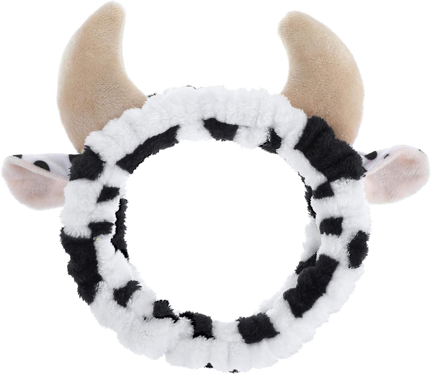 Cow Ears Makeup Headband, Soft Skincare Hair Band for Washing Face with Wrist Towels Cute Makeup Headband Beauty Headbands Stocking Stuffers for Women Girls Cow Party Favors Cosplay Makeup