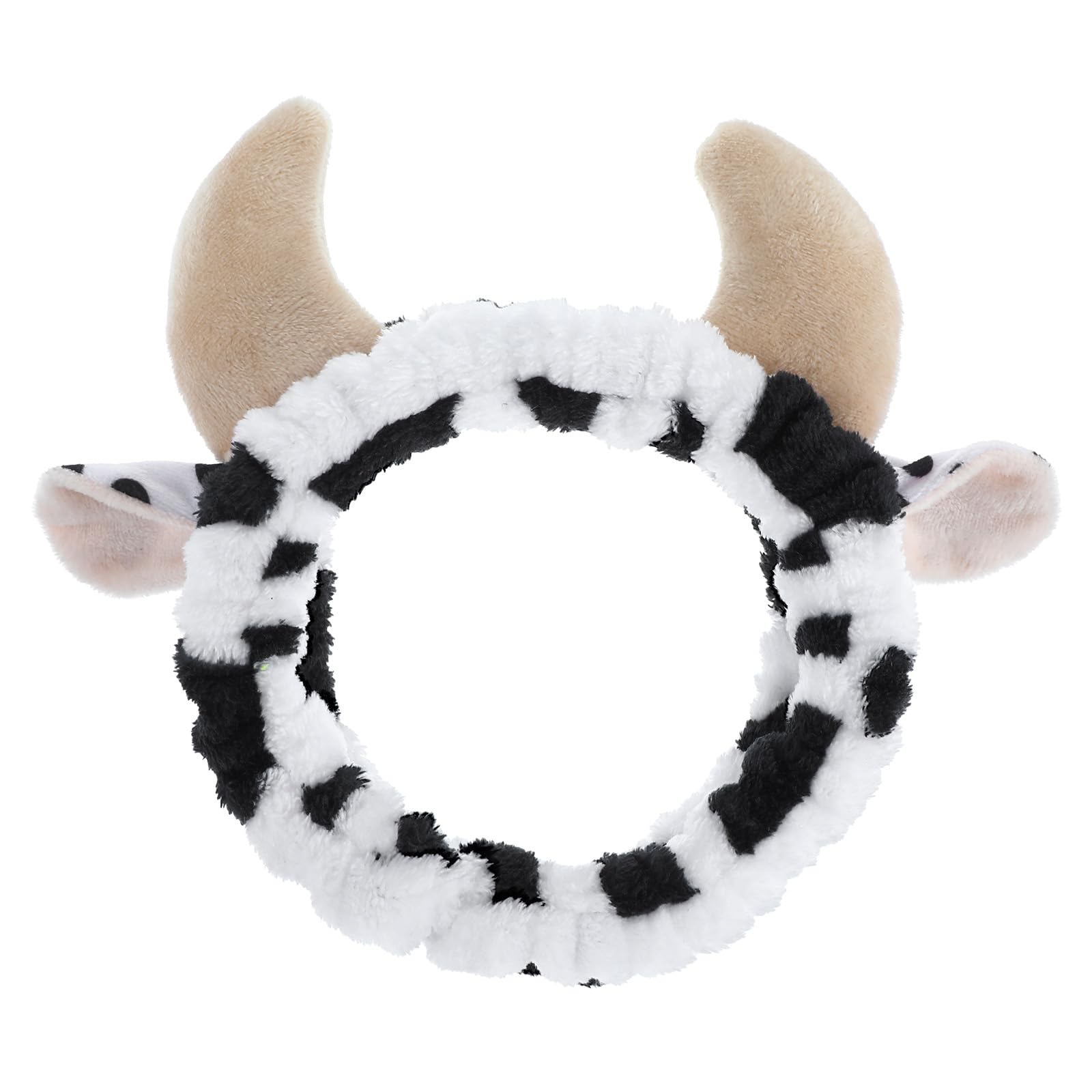 Cow Ears Makeup Headband, Soft Skincare Hair Band for Washing Face with Wrist Towels Cute Makeup Headband Beauty Headbands Stocking Stuffers for Women Girls Cow Party Favors Cosplay Makeup