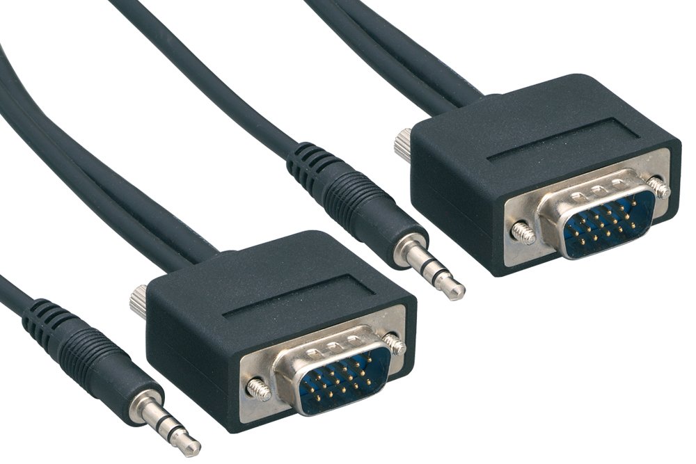 Cablelera ZC77ESMM-15 3.5mm VGA Stereo Audio, HD15 M/M to HD15, 15', 32 AWG, OD:5.5mm