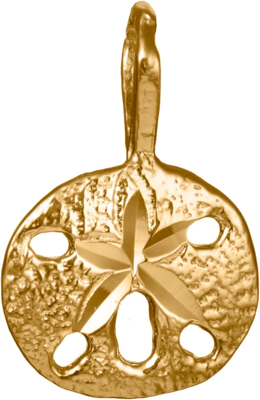 14K Solid Yellow Gold Hawaiian Sand Dollar Sea Life Pendant Charm, For Mom Daughter Girlfriend, Nickel Free Hypoallergenic for Sensitive Skin, Gift Box Included