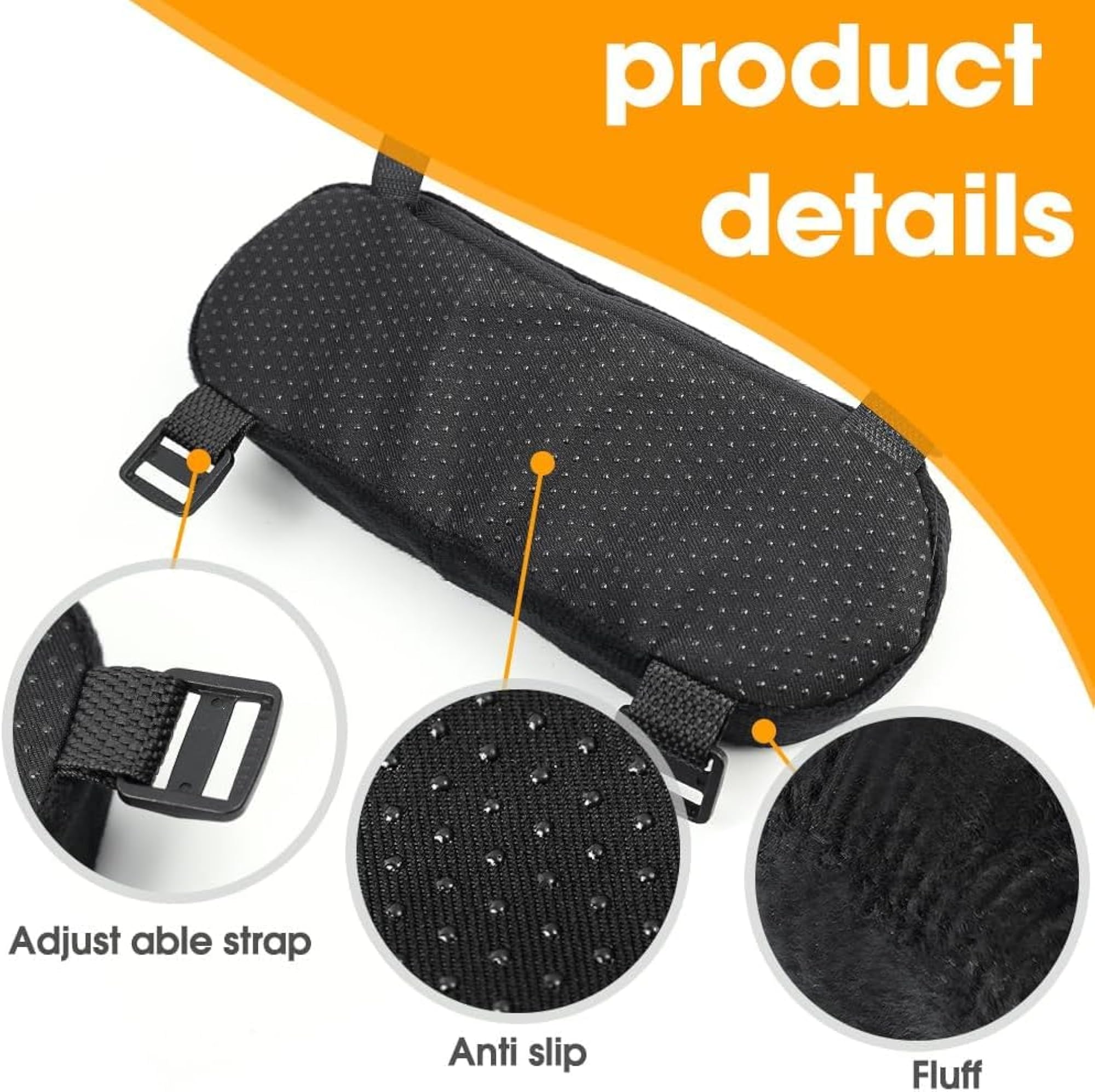 Ergonomic Memory Foam Office Chair Armrest Pads, 2 Pack