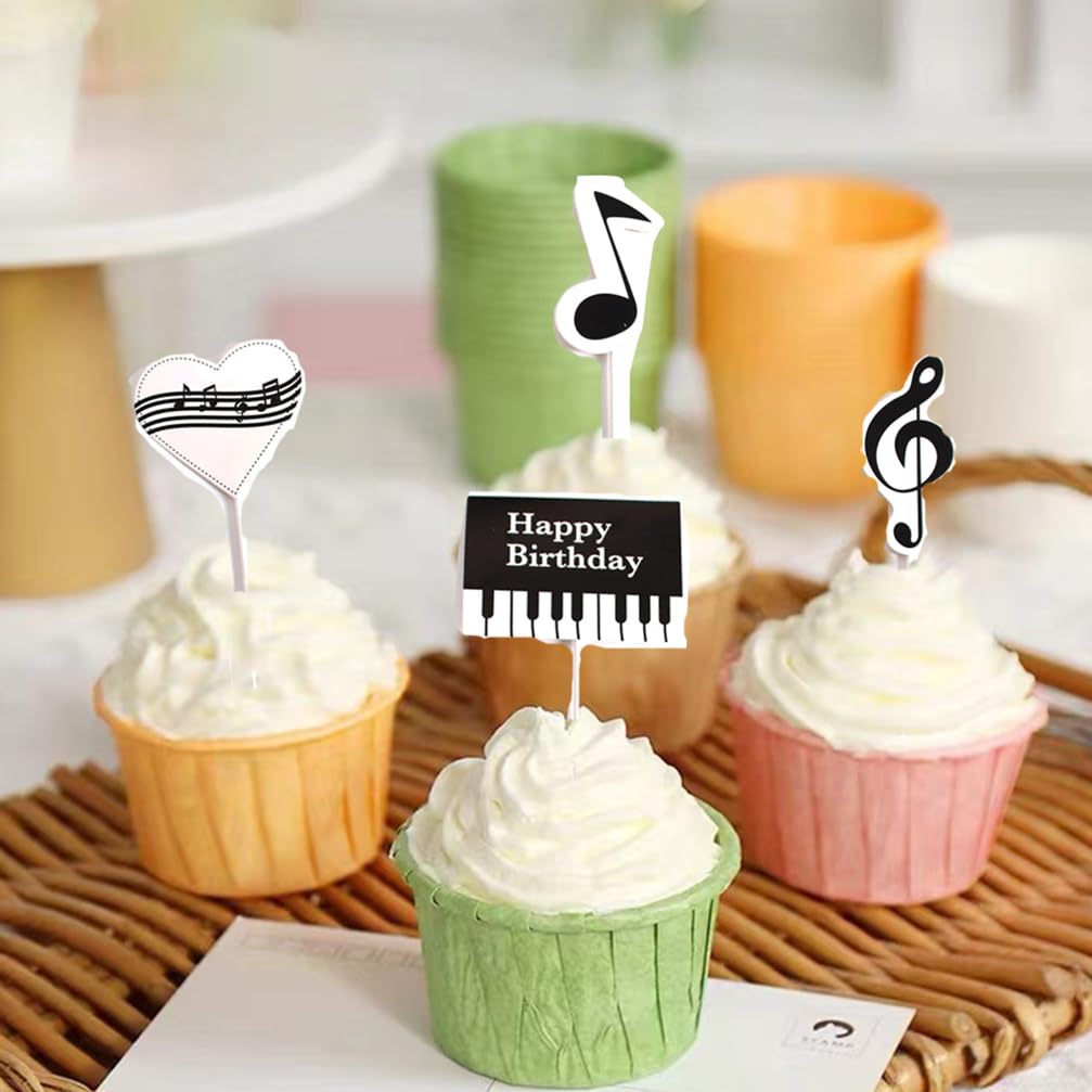Dokeno 24 Pezzi Decorazioni per Cupcake con Note Musicali
