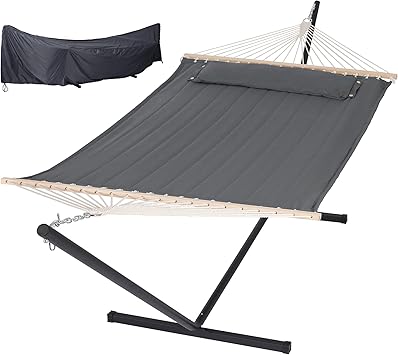 SUNCREAT Double Hammock with Stand and Rain Cover