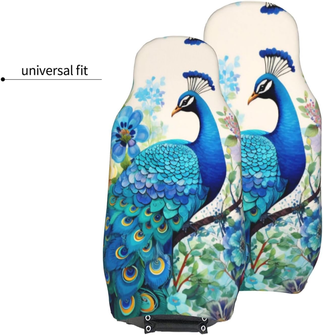 Universal Blue Peacock in Oil Printed car seat Covers are Suitable for Most Seats in Trucks, Vans, and Other Similar Vehicles.