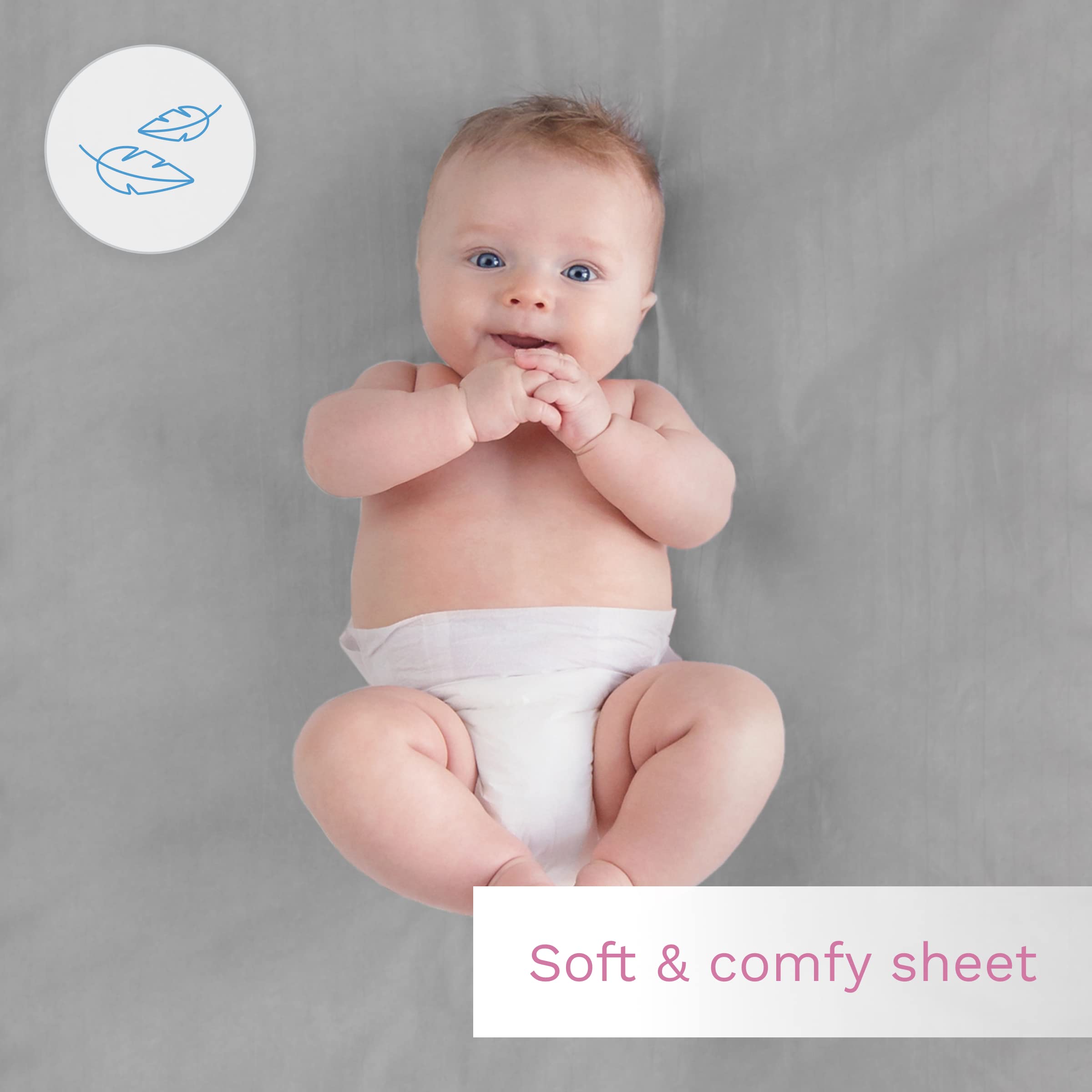Jersey 100% Cotton Fitted Sheet for 90 x 55 cm Baby Bedside Crib Mattress (Grey) — view 7
