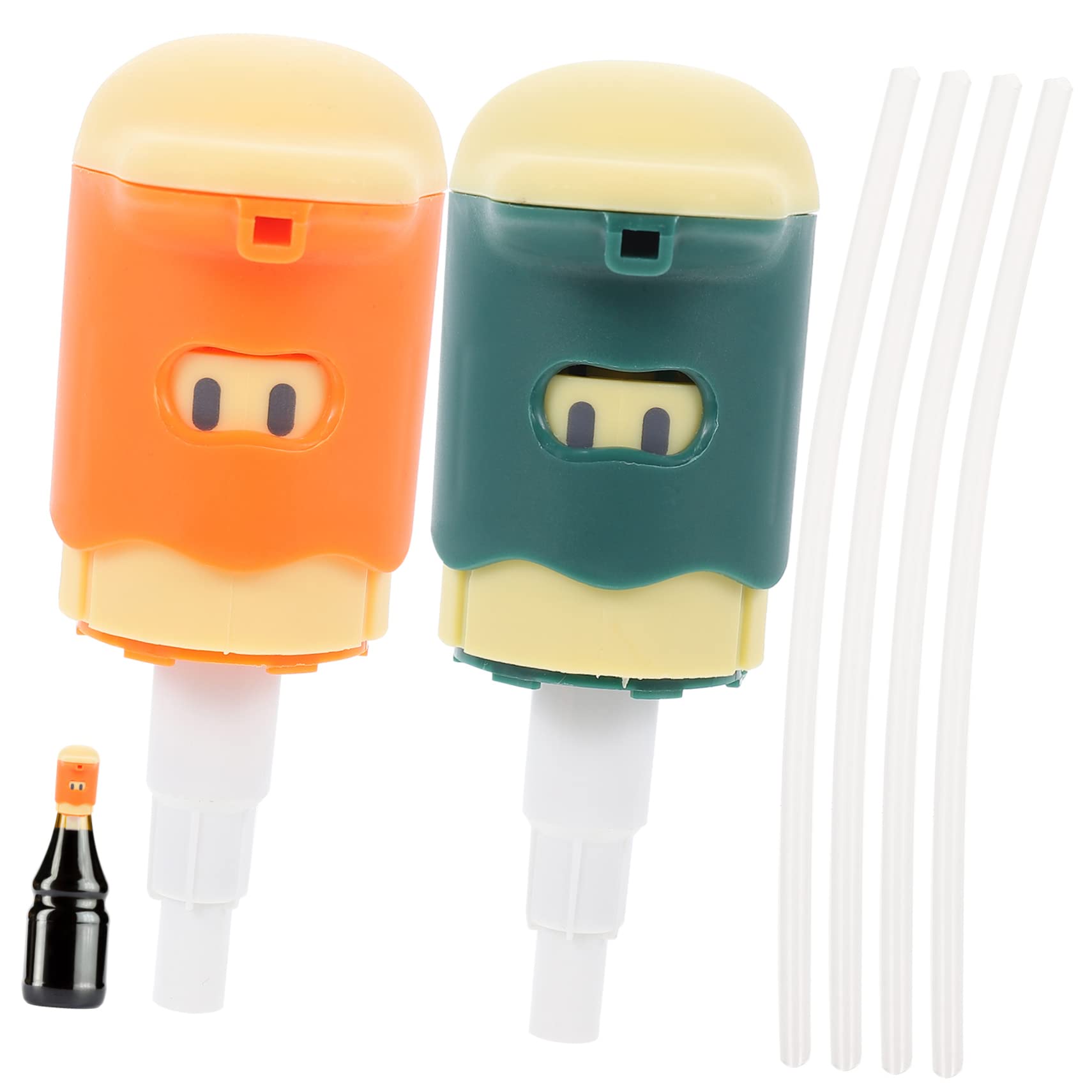 SOLUSTRE 2 Sets Oyster Sauce Pump Dispenser Reusable Cartoon Nozzle Condiment Bottle for Kitchen Convenient Leak Sauce Dispenser for Home Use