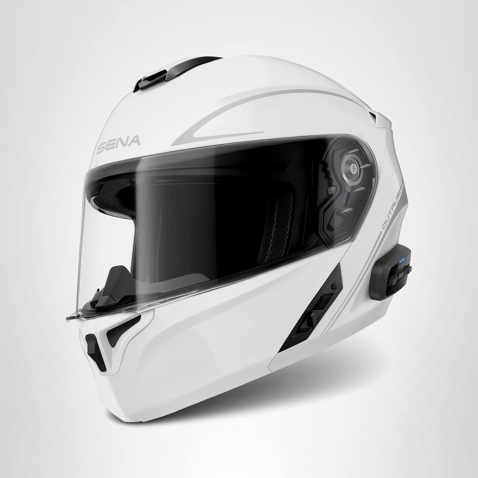 Sena Outrush R Bluetooth Modular Motorcycle Helmet with Intercom System (Gloss White, XL) : Automotive