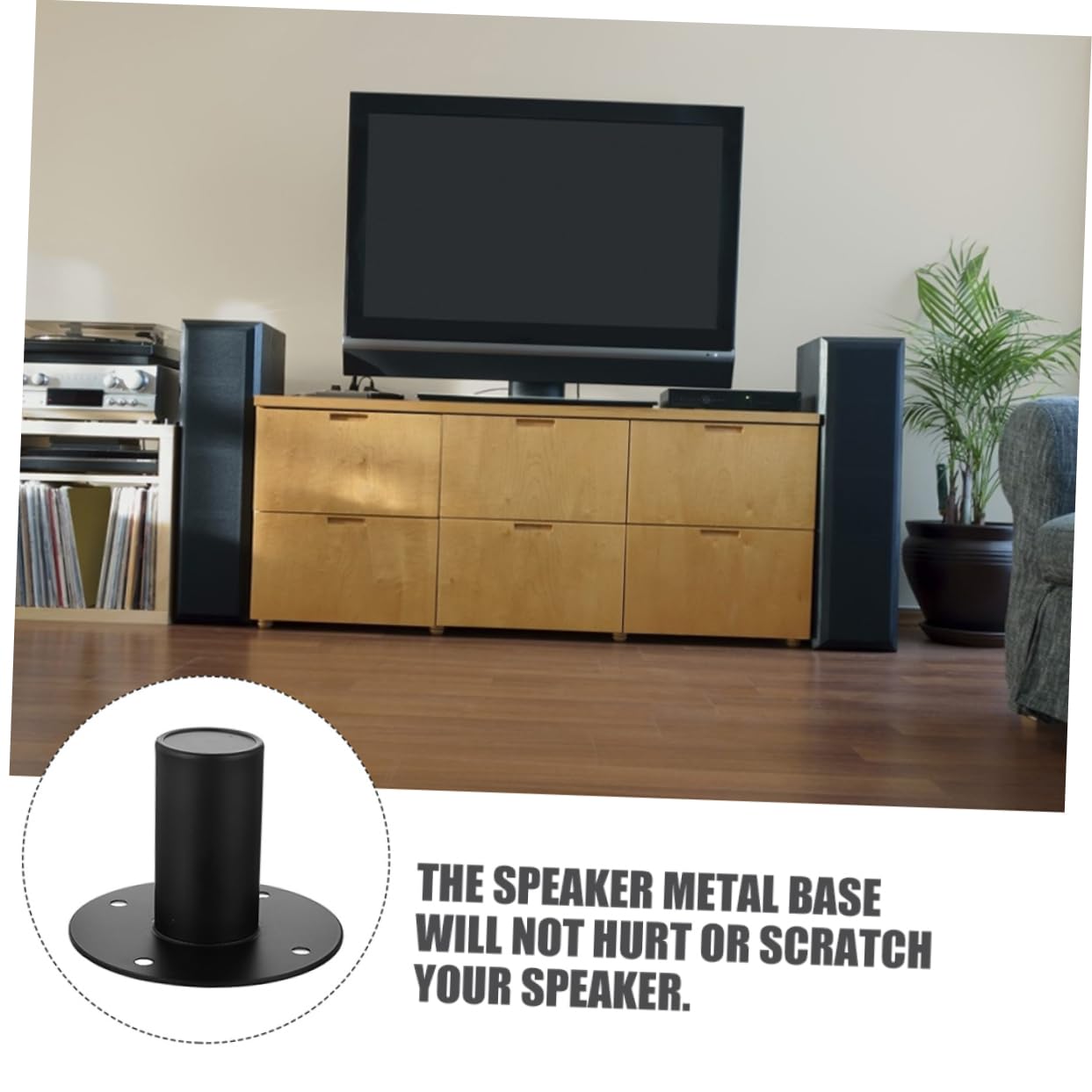 Support Enceinte en Fer Noir 2pcs Socle Solide et Léger Facile à Installer pour Haut-parleur Usage Intérieur Scène Trous de 65mm et 80mm