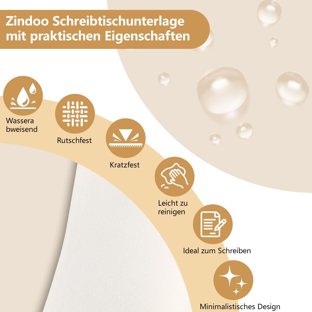 Zindoo Vade de escritorio beige 120 x 60 cm