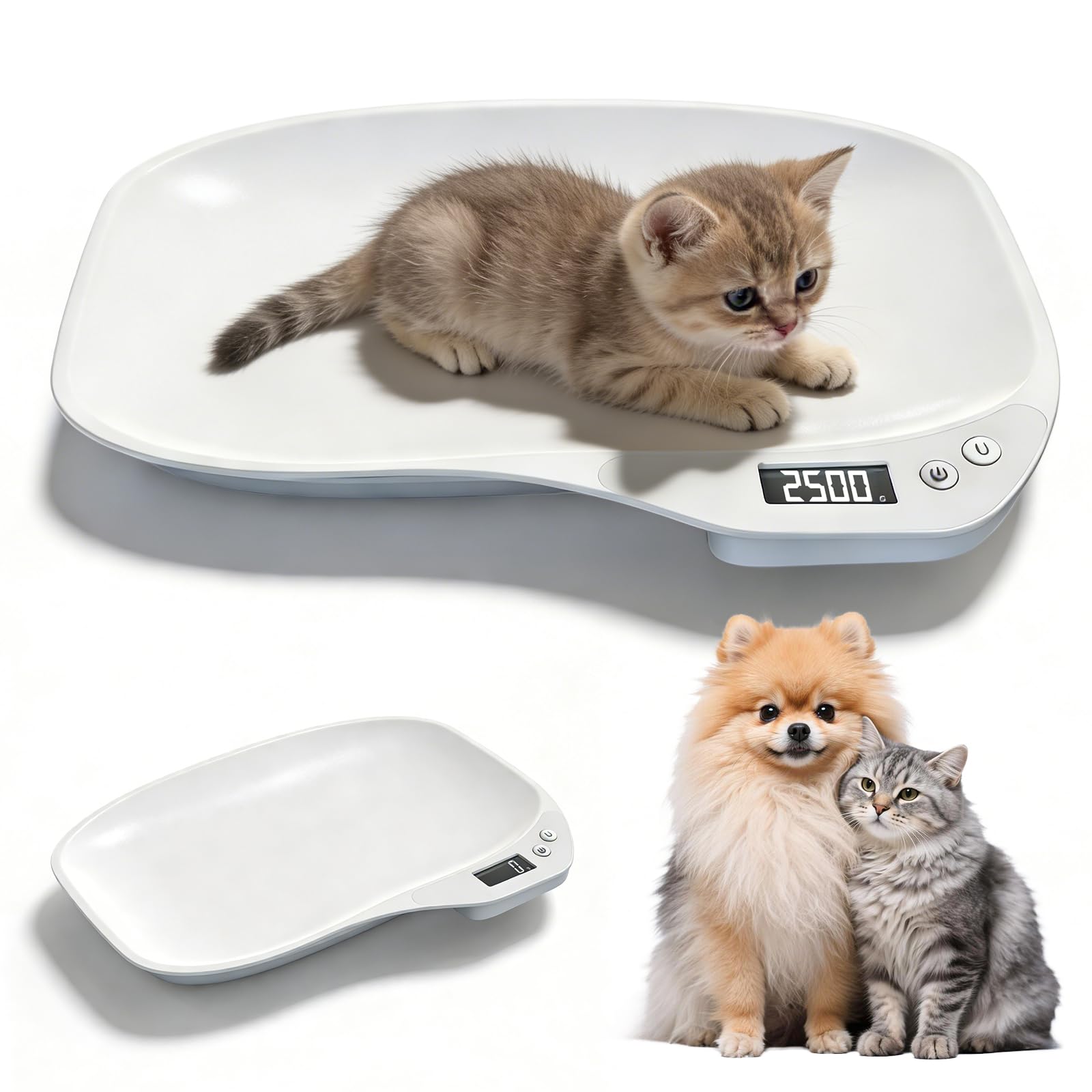Bilancia digitale per animali domestici, 15 kg/1 g, per animali di piccola taglia, con display LCD, unità commutabile, 35,7 x 25,5 cm, piccola scala per animali domestici, per gatti, cani, cuccioli