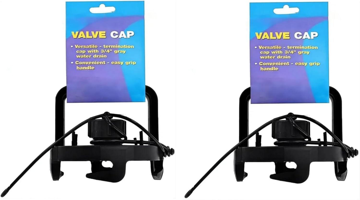 F02-3106BK EZ Sewer Valve Cap with Grip Handle Grey Water Drain for RV Trailer Travel Camper Part Accessories, Versatile Termination Cap with 3/4inch Gray Water dra - 2Pack