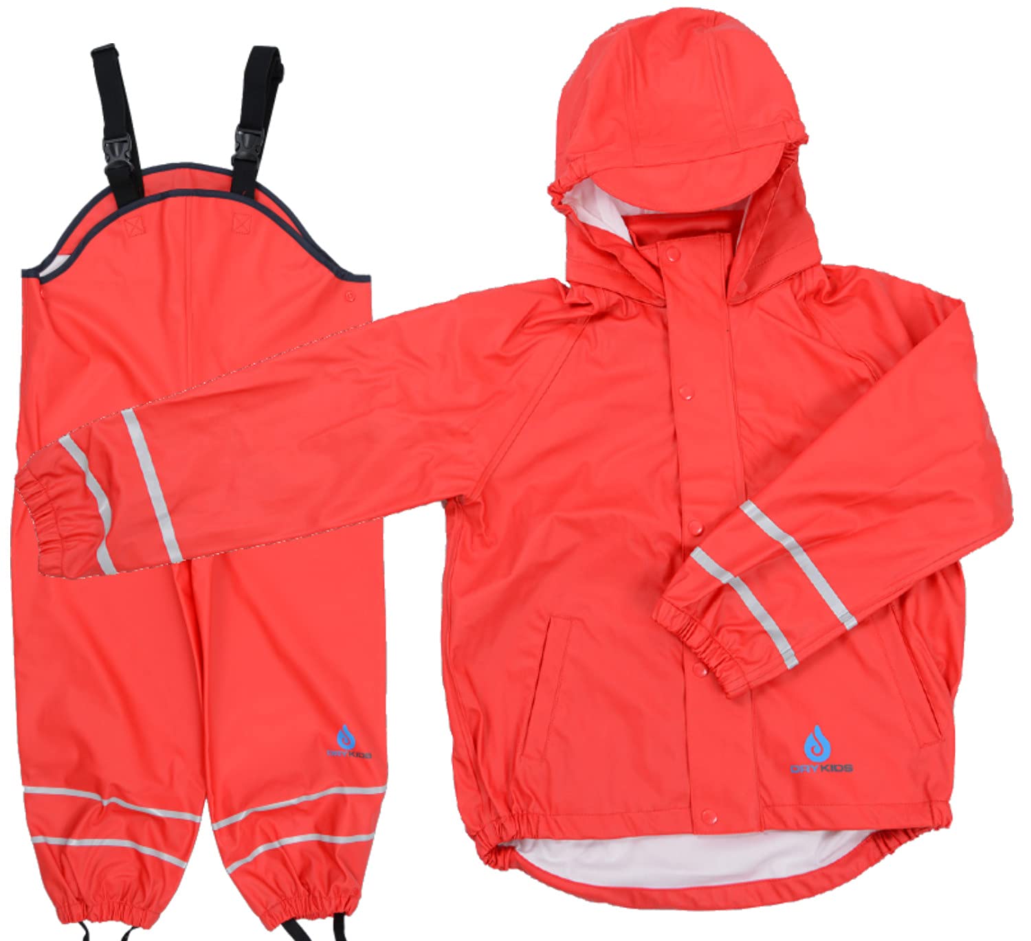Dry Kids Red Childrens Pu Jacket & Dungarees Set / 9/10Yrs