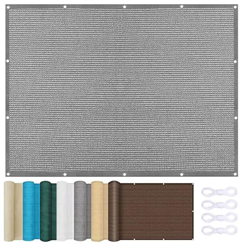 Balkon Sichtschutz Ohne Bohren 65 x 325 cm HDPE Atmungsaktiv, Wasserdurchlässig Balkonverkleidung Zaunblende mit Ösen Kabelbinder Sichtschutz für Balkongeländer Garten, Grau