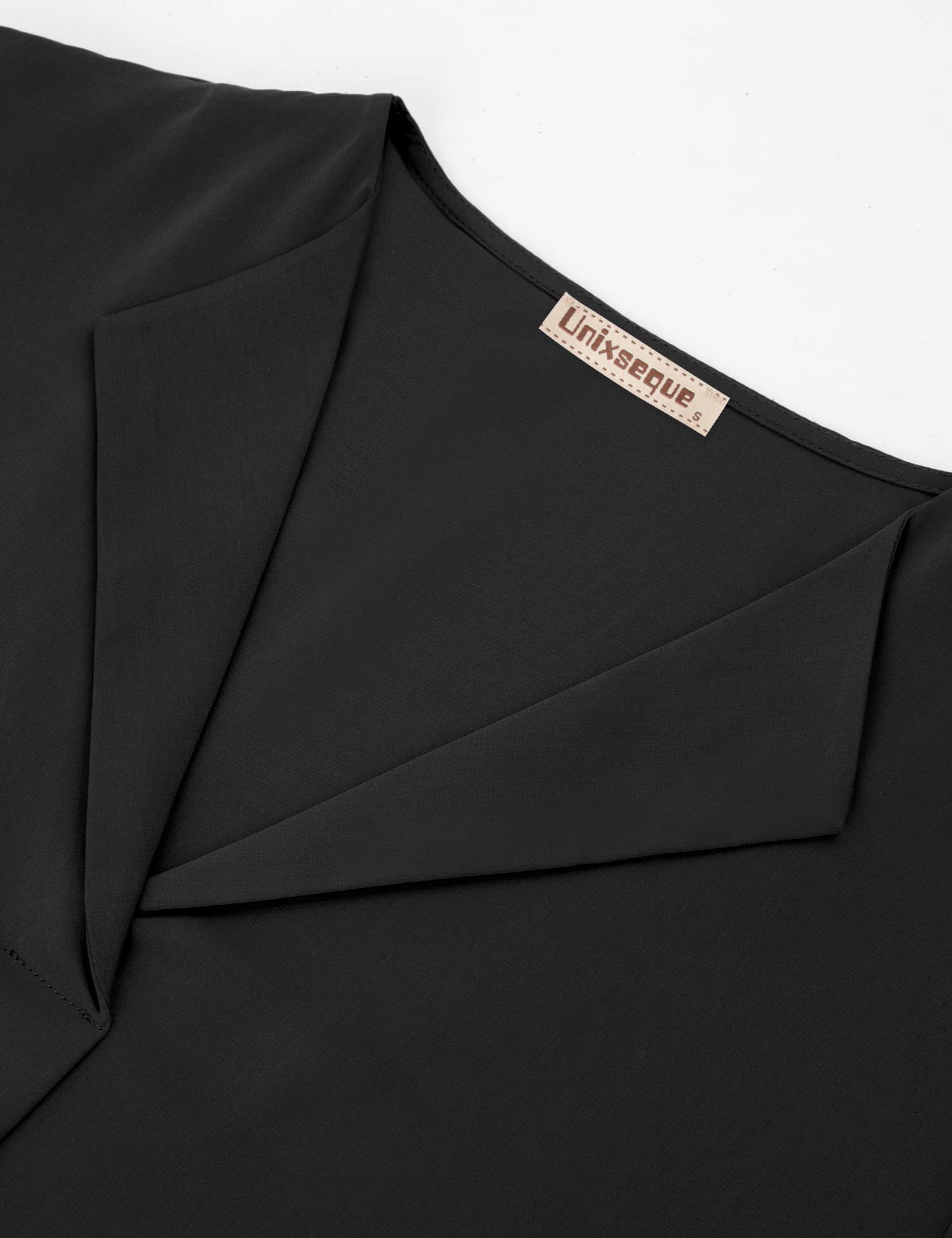 Unixseque Chemisier décontracté en mousseline de soie avec col en V et manches 3/4 pour femme