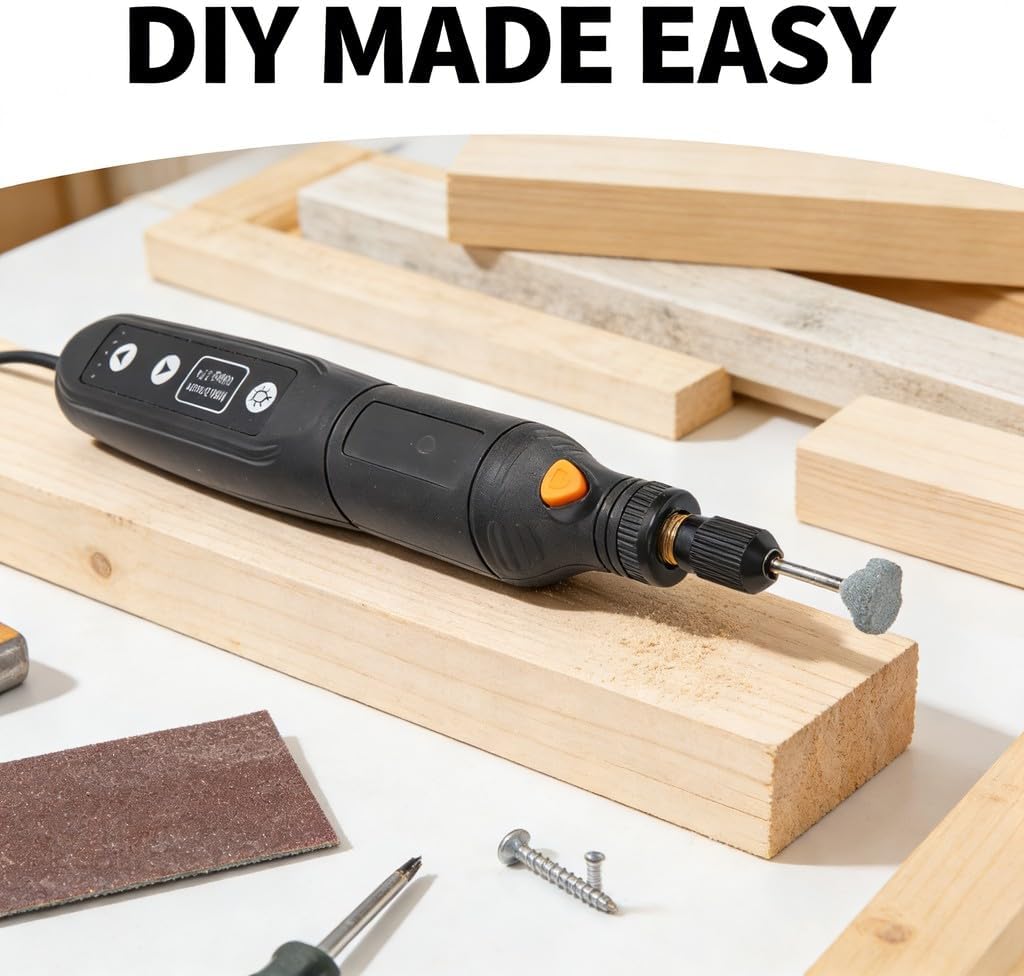 Mini Cordless Rotary Tool, 5 Speed Electric Grinder Set with USB Plug, 3.7V Portable Engraver - Adjustable Speed, Rechargeable Battery, Ideal for Crafting and DIY