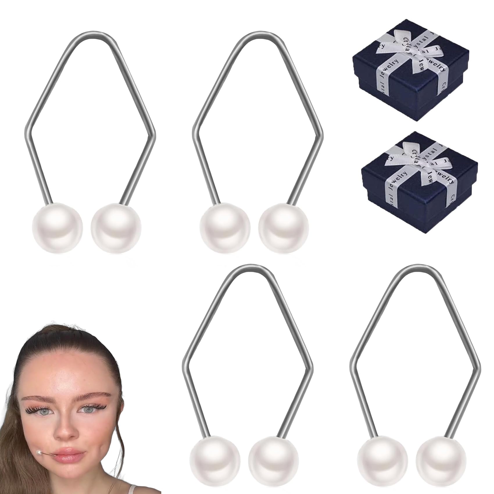 Alkyne Dimple Makers, 1/2pcs Dimple Trainer For The Face, Dimple Maker for Cheeks, Easy to Wear (2pairs-White)