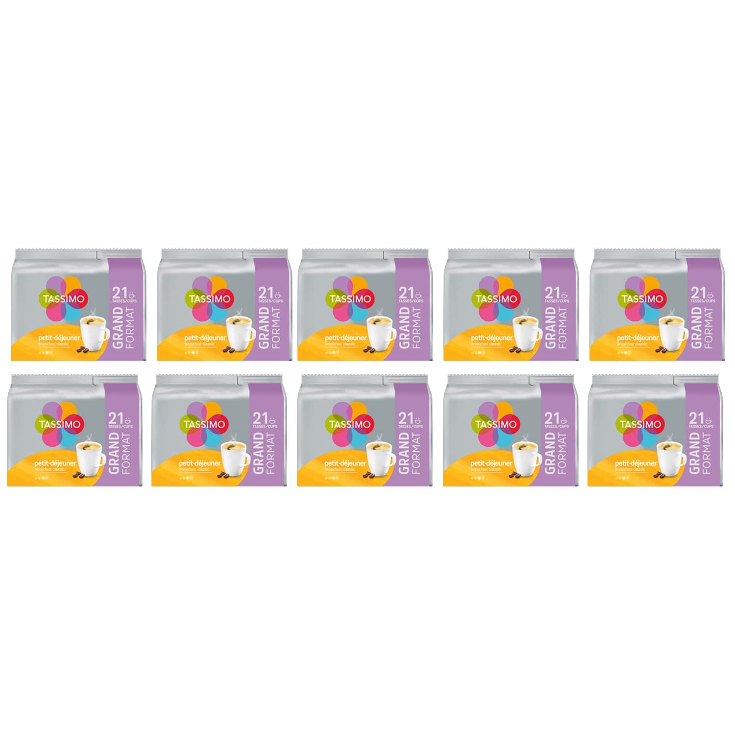 Tassimo Cápsulas de café clásicas de desayuno - 10 paquetes (210 porciones)