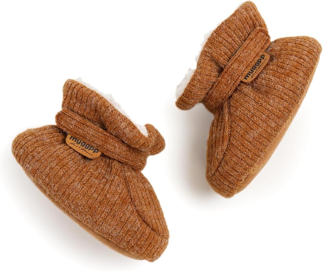 Unisex Newborn Baby Cotton Booties Non-Slip Sole for Toddler Boys Girls Infant Winter Warm Fleece Cozy Socks Shoes