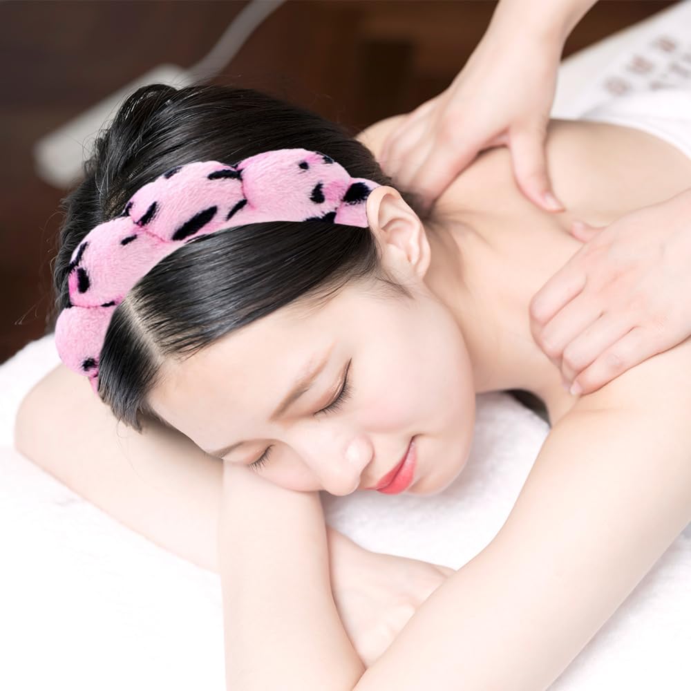 Opaski spa do mycia twarzy opaska na nadgarstek zestaw gąbka makijaż pielęgnacja skóry opaska na nadgarstek ręczniki bąbelkowe miękki ręcznik frotte tkanina opaska do włosów dla kobiet bufiaste