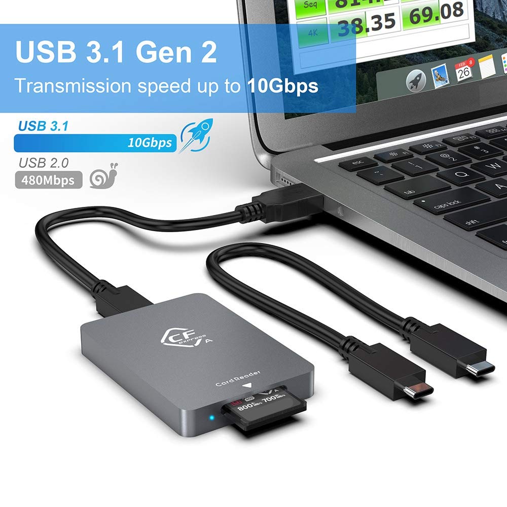 CFexpress Tipo un lector de tarjetas USB3.1 Gen2 adaptador 10Gbps para XP con cable para SLR