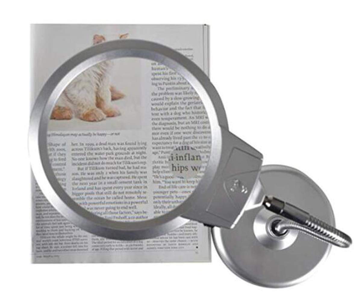 Soporte Grande para Lupa, Lupa de Escritorio 2X 5X con 2 Lentes LED, Aumento Manos Libres con luz para Pasatiempos, Manualidades, inspección, Lectura, construcción de Modelos, etc.