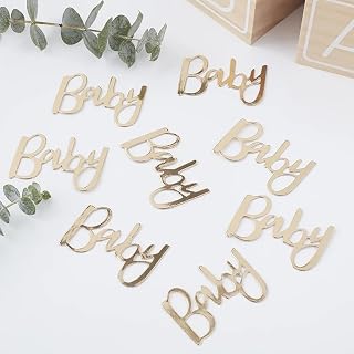 100PCS Gold Foiled Baby Table Confetti,Baby Shower Confetti,Letters Baby Paper Confetti,Baby Shower Decorations Gender Neutral, Baby Shower Boy, Baby Girl Shower