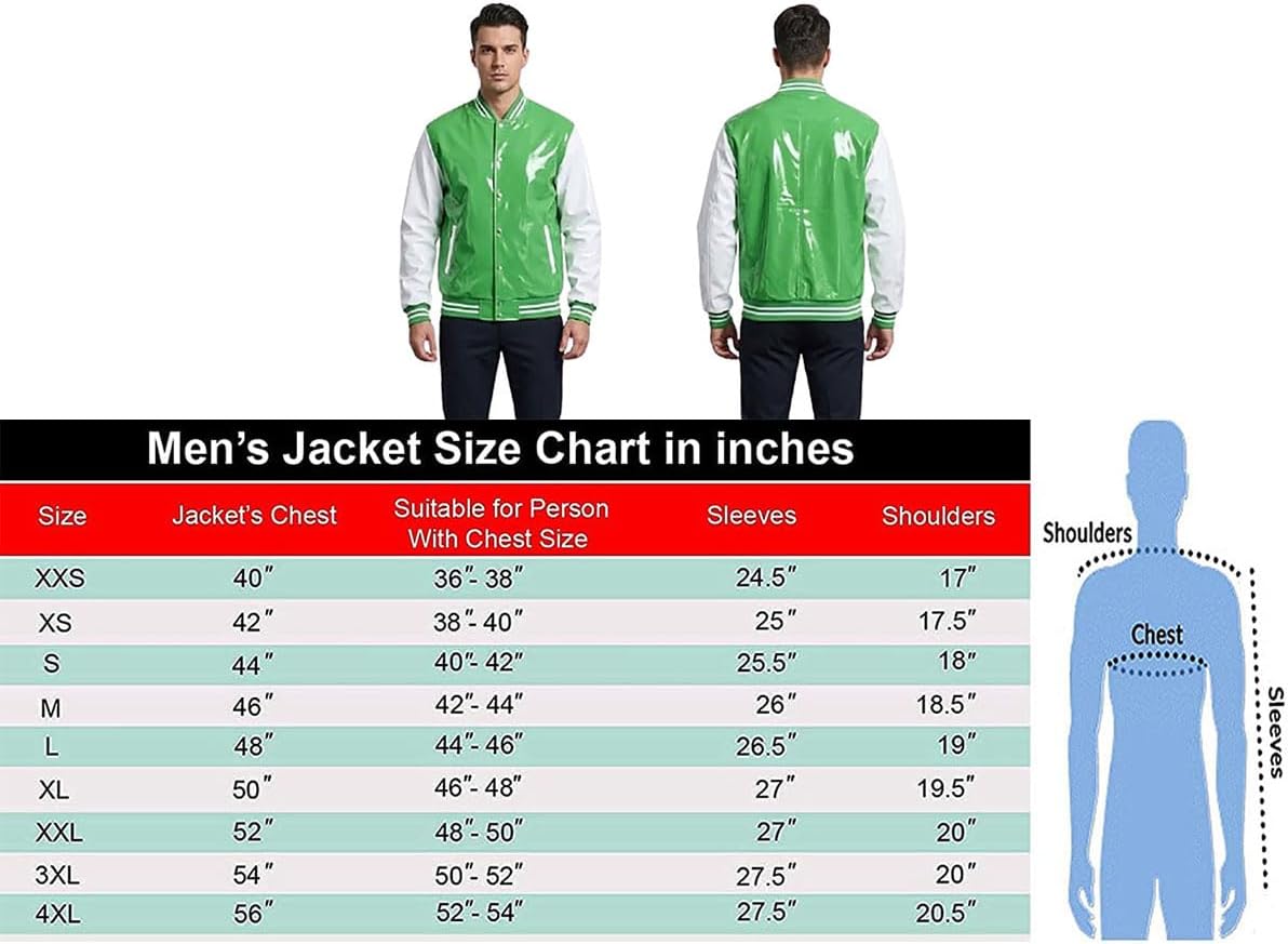 Green White Vinyl Varsity Bomber Jacket