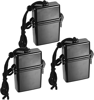 PATIKIL Waterproof ID Card Badge Holder, 3 Pack Floating Sports Case Locker with Lanyard Buoyant Case Box, Black