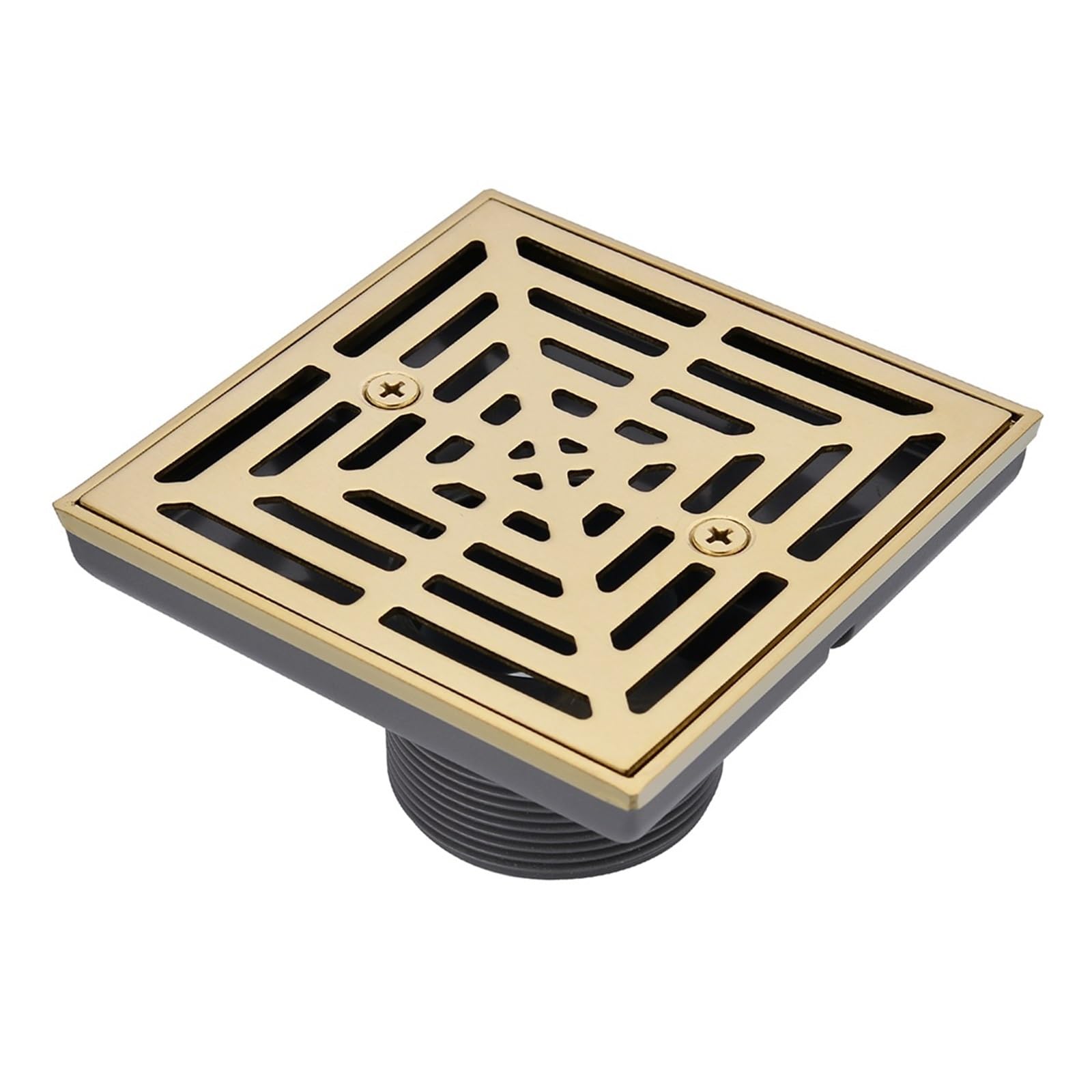 Scarico Doccia Brushed Gold Stainless Steel Square Shower Grate Waste Floor Drain Outlet Black Grates Bathroom Drains Strainer Flanges Coupling(Black)