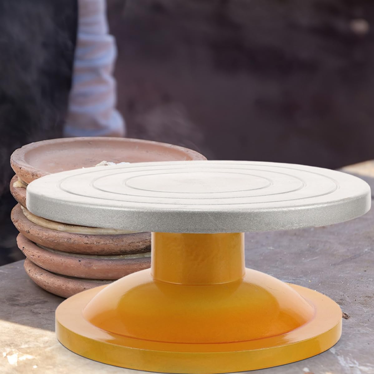 Sosoport Plato Giratorio para Pasteles de 25cm, 2 Piezas, Metal Plástico