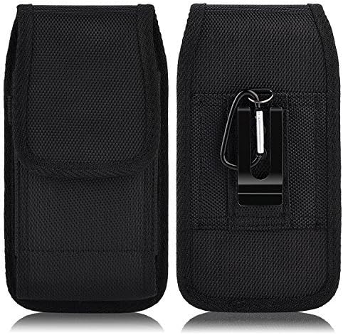 For Samsung Galaxy Galaxy S9 Plus , Galaxy S8 Plus , S7 Edge Plus,Galaxy Note Edge, NOTE 5, NOTE 4 , NOTE 3 , NOTE 2 , Black Vertical Clip Holster Pouch Rugged Nylon Flap Case Steel Metal Belt Clip + Carabiner Hook