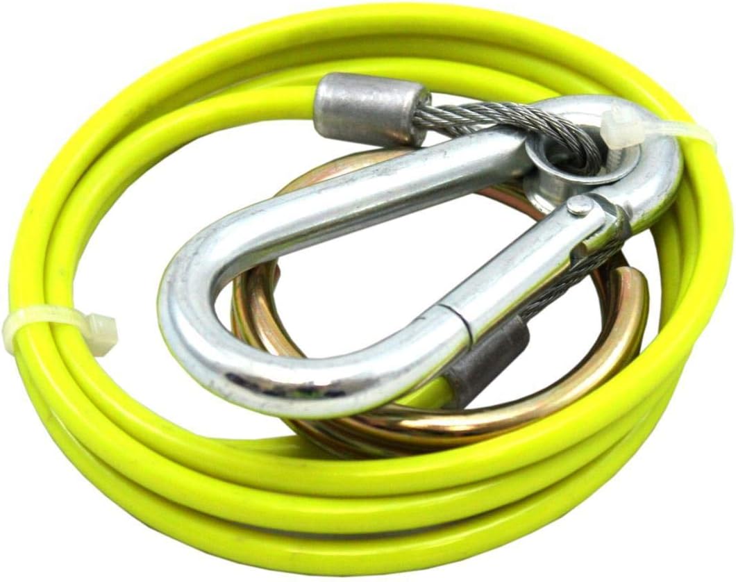 Hi-Vis Trailer Breakaway Cable, Ring End, Coiled, Caravan, Safety Cable, 3mm, HD