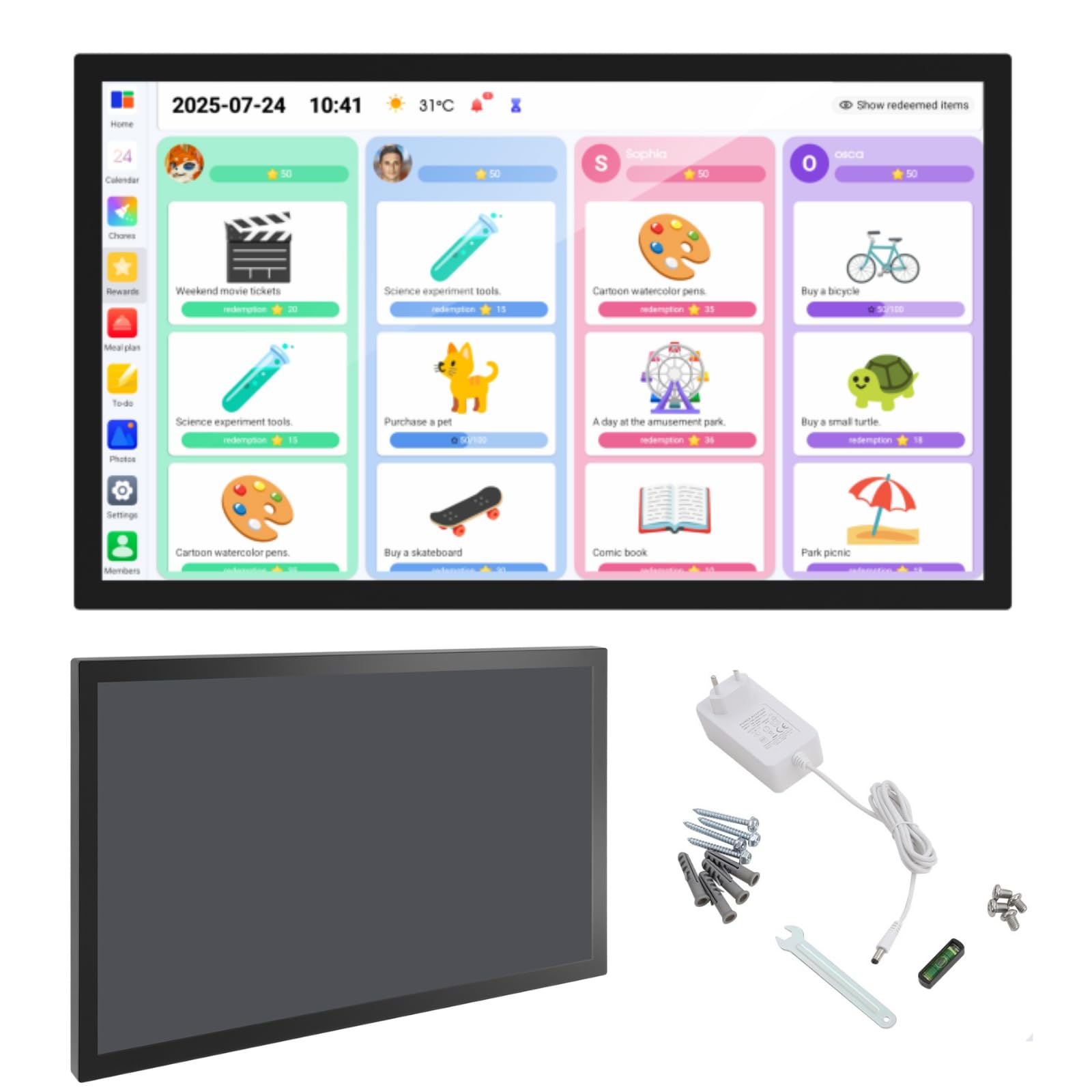 Digitaler Kalender, 32" Elektronischer Wandkalender für Familienplaner