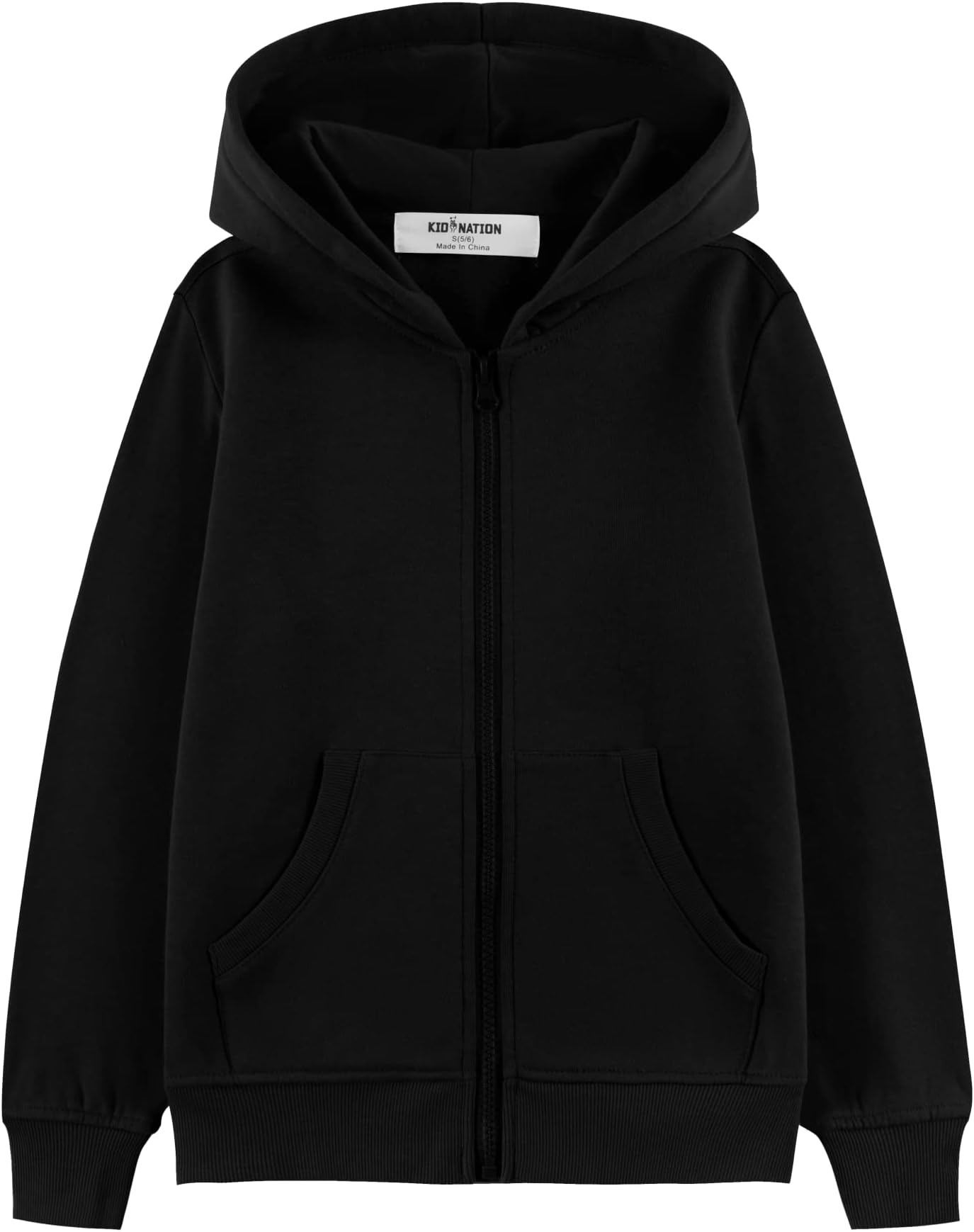 Kid Nation Fleece Kids Zip Up Hoodie Boys Girls Full Zip Hooded Sweatshirt | Brushed Fleece Kids Zipper Hoodie Sweatshirt,Fade-Resistant,Durable,Kangaroo Pocket,Machine Washable,Great Gift for 4-12Years