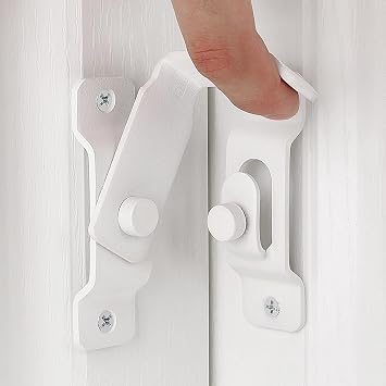 90 Degree Flip Door Sliding Latch, Matte White Stainless Steel Safety Door Lock, Right Angle Curved Door Buckle, Secure Latch for Sliding Doors and More