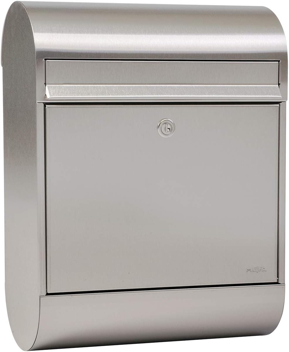 MEFA 864020DE Ruby 864 Letterbox Stainless Steel with Safety Lock, stainlesssteel, 450 x 350 x 150 mm (HxBxT)