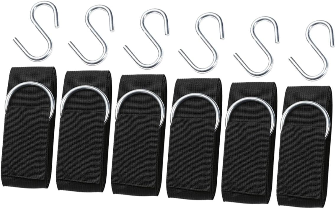 Ciieeo 6pcs Adjustable Nylon Hammock Ropes with S-Hooks Swing Hanging Kit Outdoor Tree Straps Heavy-Duty Reinforced for Patio and Camping Use