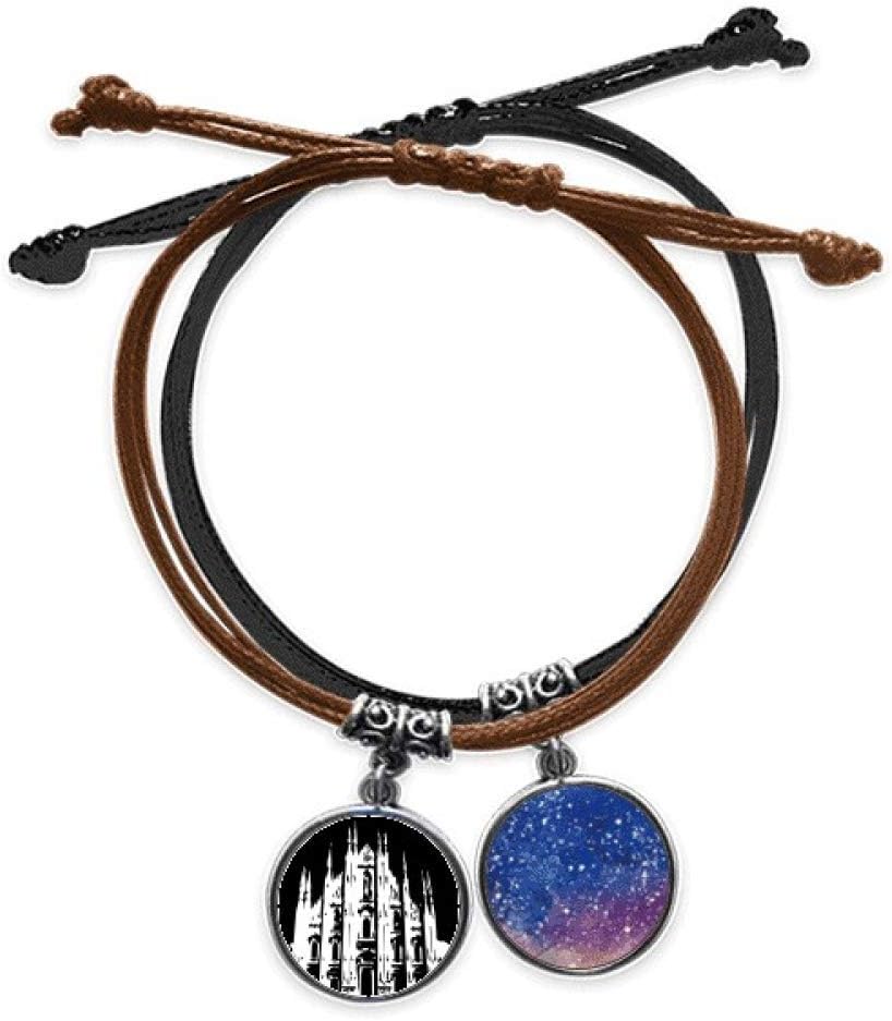 offbbItaly Catholic Duomo Di Milano Bracelet Rope Hand Chain Leather Starry Sky Wristband