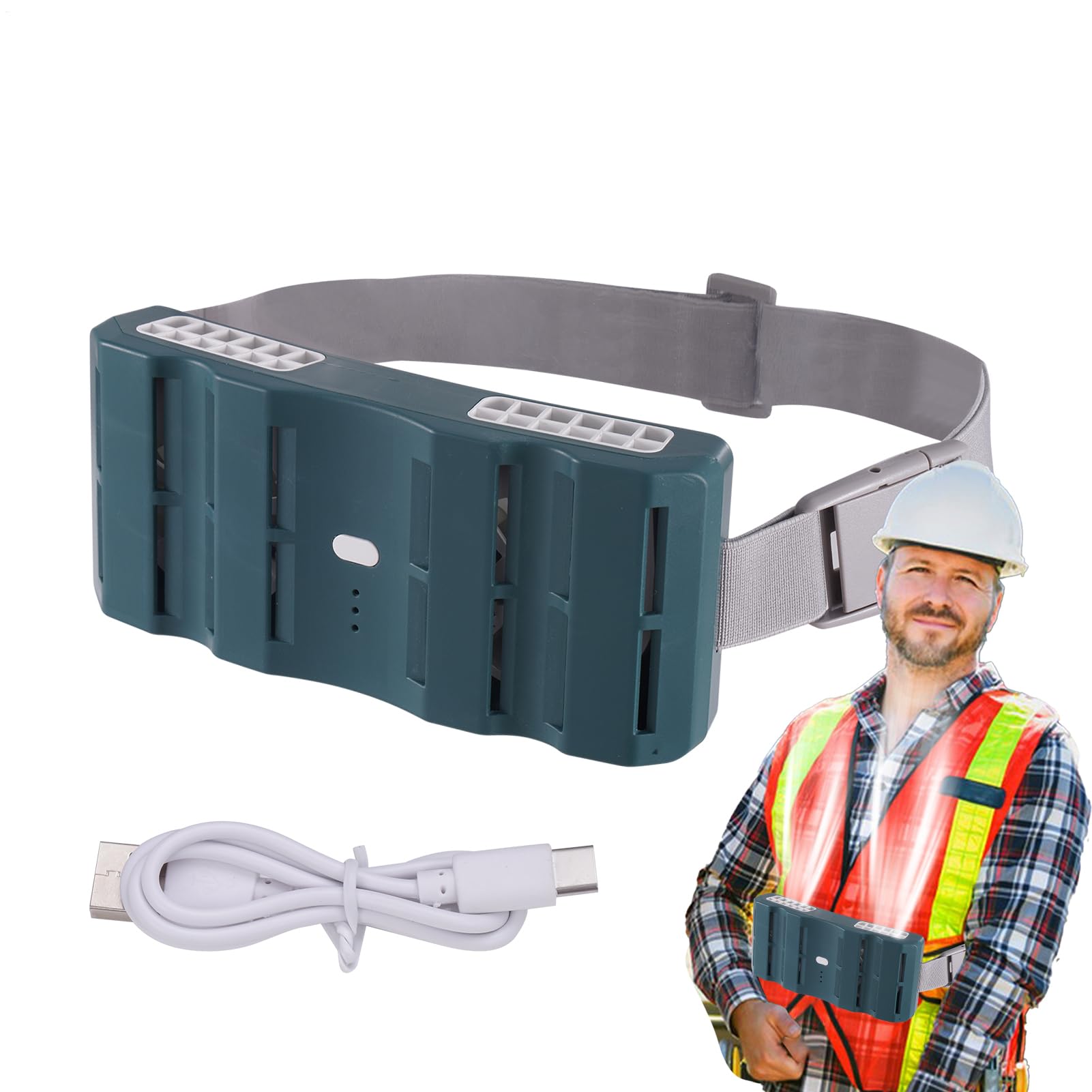 Ventilatore portatile ricaricabile | Ventilatore portatile con clip sulla cintura | Doppio circolatore d'aria ricaricabile a 3 velocità per viaggi all'aperto campeggio lavoro uomini donne