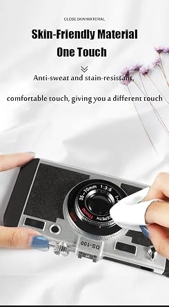 Yatchen Camera Case Compatible with iPhone 11, Cute 3D Vintage Camera with Lanyard Adjustable Shoulder Strap Girls Women Unique Cool Silicone PC Cover Black