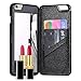 For Apple iPhone 6 Plus & Apple iPhone 6s Plus 5.5 inch Case, FLOVEME [Hidden Mirror] [Slim Fit] Premium Wallet Cash ID Credit Card Slots Holder with Stand Feature Hard Back Cover - Black